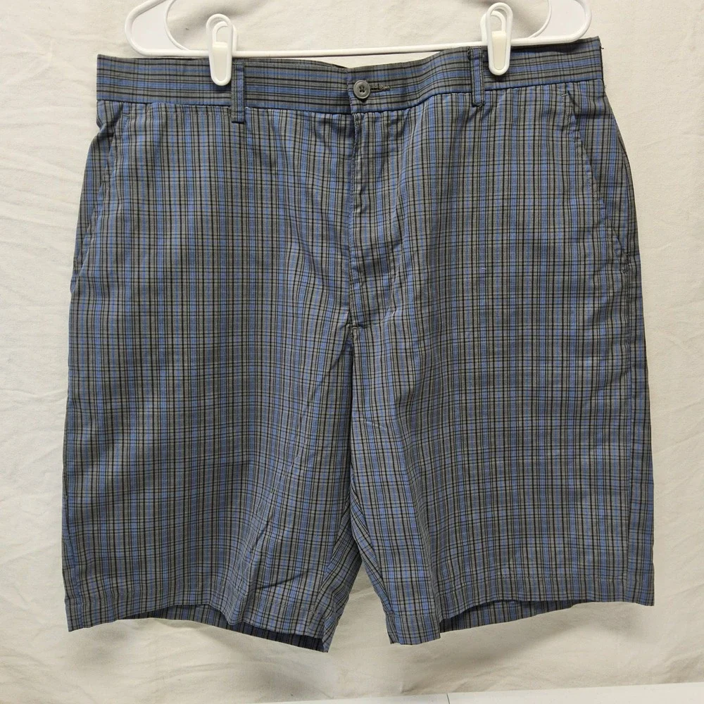 Ben Hogan Performance Golf Shorts‎ Mens 36 Grey Blue Plaid Check Athletic